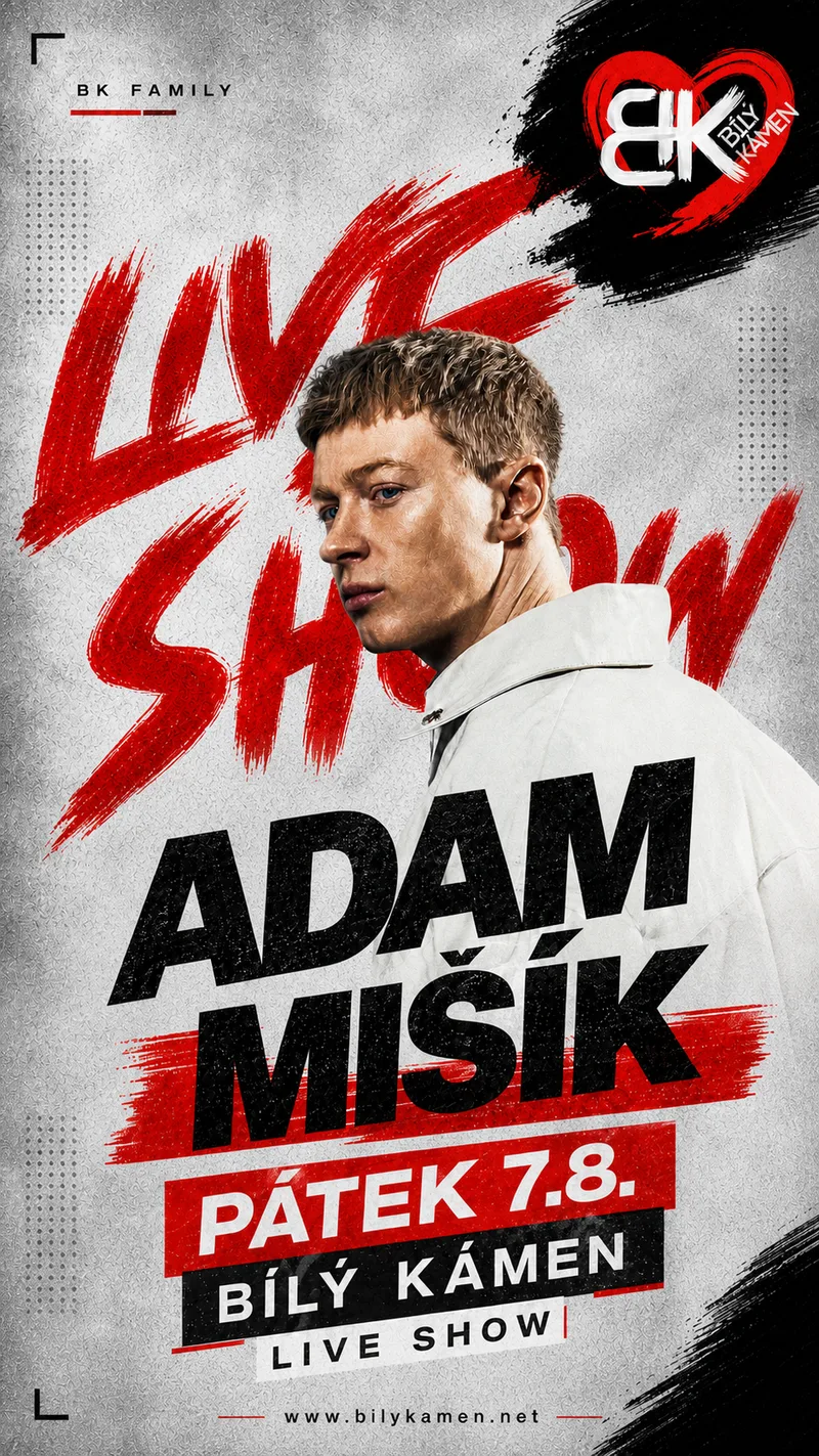 Plakát Adam Mišík Live Show, pátek 7. 8. 2026 na Bílém Kameni