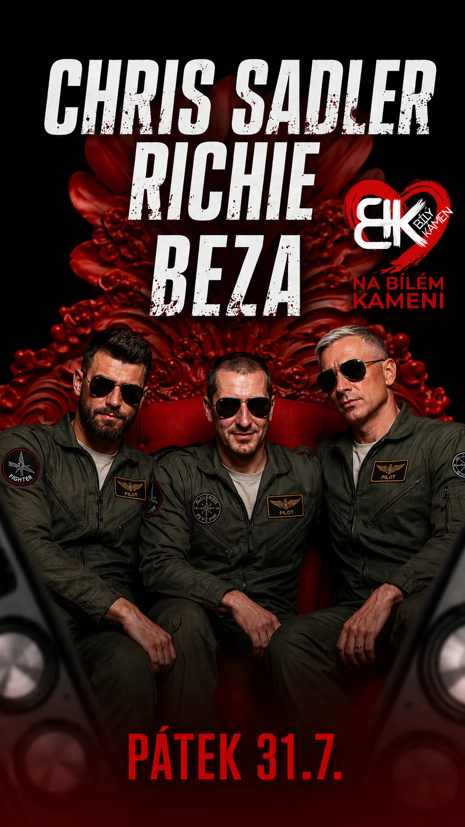 Plakát Chris Sadler, Richie a Beza v pátek 31. 7. 2026 na Bílém Kameni