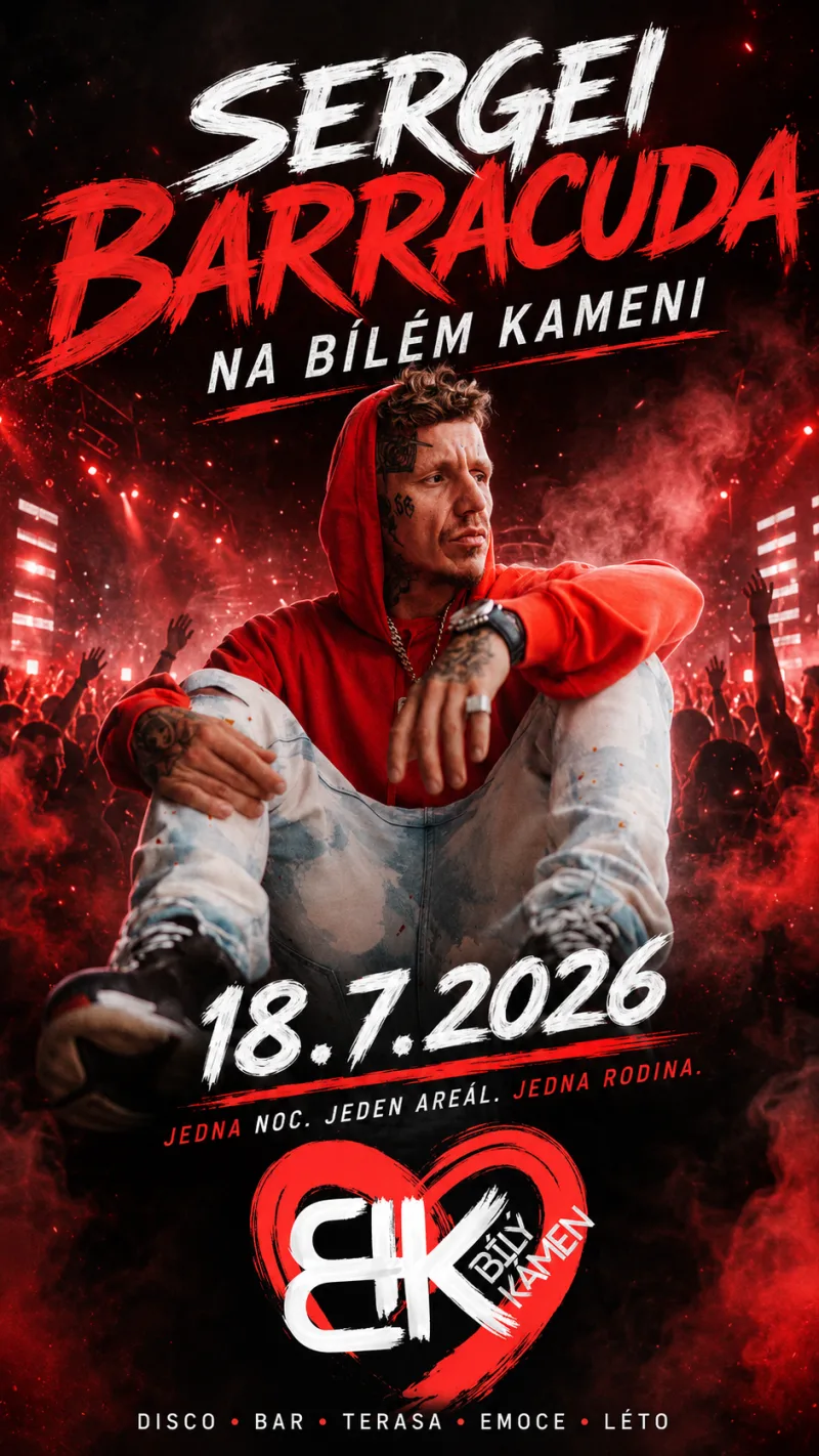 Plakát Sergei Barracuda 18. 7. 2026 na Bílém Kameni